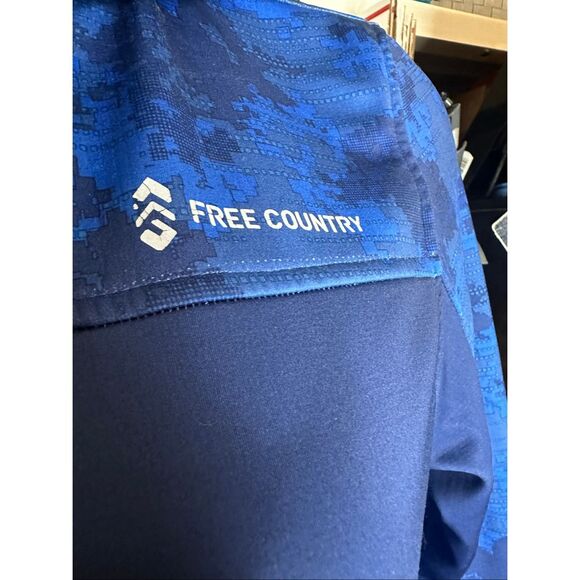 Free Country Ladies Blue Neon Yellow Super Softshell Tie Dye Zip Up Jacket 14/16 - Picture 6 of 9